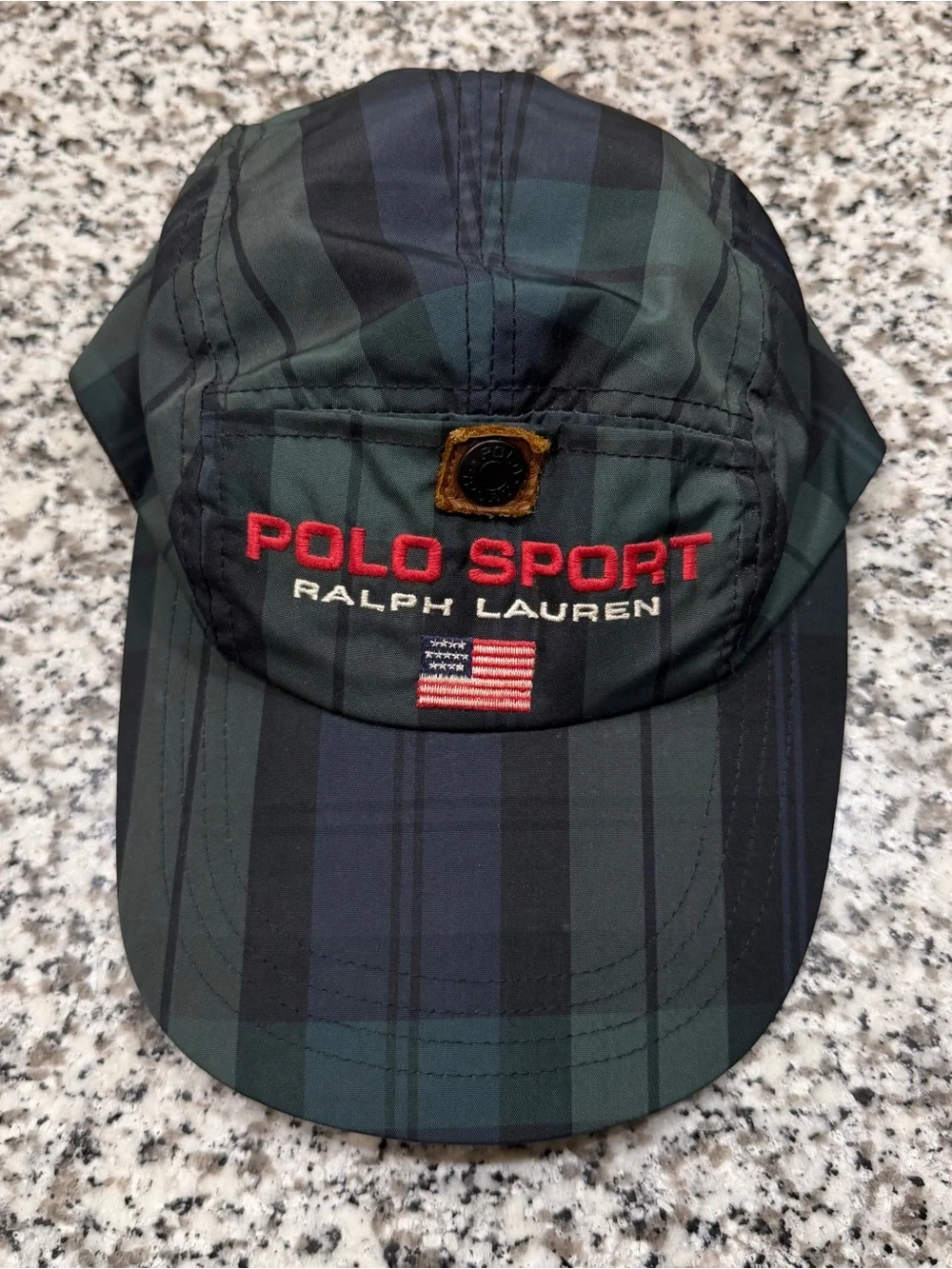 Vintage 90s plaid Polo Sport Ralph Lauren elastic embroidered adjustable hat